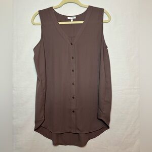 Maurices Chocolate Button-Down Sleeveless Top